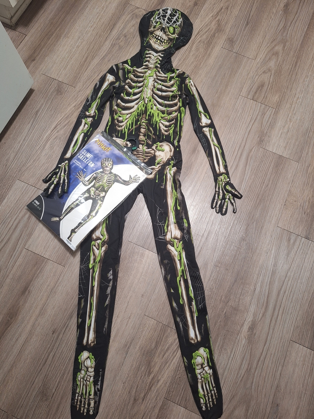Kids Black & Green Creepy Skeleton Costume